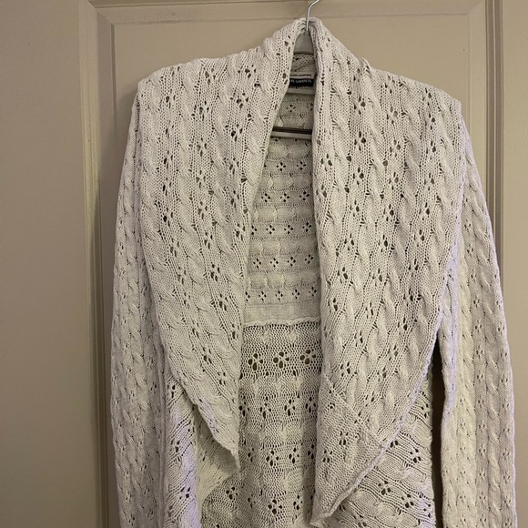 Cotton By Autumn Cashmere Pointelle Drape Cardigan Exclusive: BG Piece Size M - Picture 2 of 8